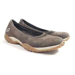 Timberland Womens Slip-On Brown Leather Shoes Size 9.5M With Cushioned Soles